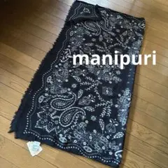 manipuriマニプリ★ウール　ペイズリー　ストール　ショール　大判　黒