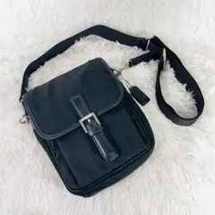COACH コーチ ナイロン ショルダーバッグ 黒 斜め掛け