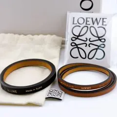 【LOEWE(ロエベ) レザー バングル 2本セット ブラック ブラウン 】のサムネイル