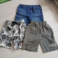 ハーフパンツ 3点セット デニム 迷彩 カーキ