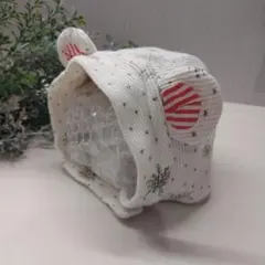 クマ耳デザイン ホワイト帽子　ジェラートピケ