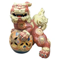 アン、九谷焼　八幡釜　太吉　獅子　牡丹　置物　床飾　高さ56㎝ BK043 Yahoo!オークション -「九谷焼 獅子 太吉」の落札相場・落札価格