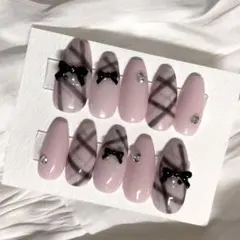 ꒰ 現品 ꒱ネイルチップ フレンチガーリー スナ系 ワンホン 量産型