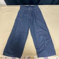 ダークデニム ワイドパンツ ゴムウエスト