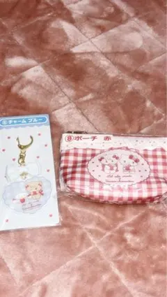サンリオ×mikko 赤いチェックポーチとチャームセット