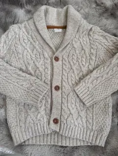 H&M ベージュ ケーブルニット カーディガン 92