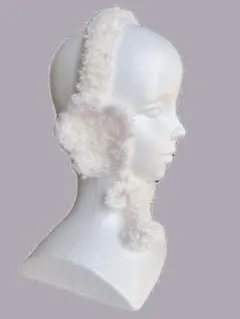 イヤーマフ　編み物　ハンドメイド　花　ウィッシュコア　y2k 紫色