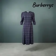 Burberrys バーバリーズ チェック柄 ワンピース シルク混ネイビーM相応のサムネイル