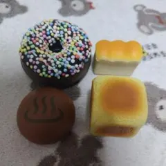 訳ありスクイーズ　ドーナツ、パン、まんじゅう　菓子系　４点セット