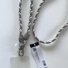 【新品】ケータイ　ショルダーストラップ　三つ編み　合成皮革　ベージュ　グレー