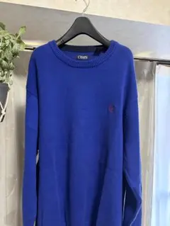 CHAPS ラルフローレン ニット セーター ブルー 古着 ワンポイント