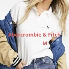 【Abercrombie & Fitch】半袖ポロシャツ 白　紺刺繍　M 小さめのサムネイル