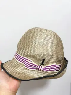 【Mühlbauer】ストローハット リボン 麦わら帽子 ミュールバウアー　美品