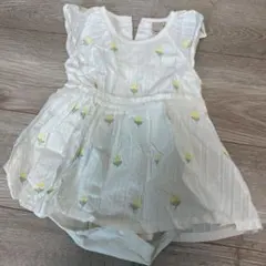 プティマイン★花柄刺繍ロンパース 80cm