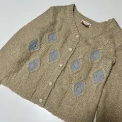 crisp カーディガン レース ビーズ くるみボタン モコモコ