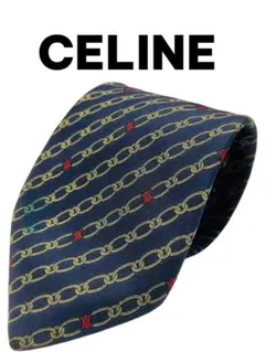 ⭐おしゃれ⭐　CELINE チェーンパターン シルク100%ネクタイ