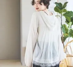 新品タグ付き‼️ニコアンド　レーストリムフーディシャツ　Lのサムネイル
