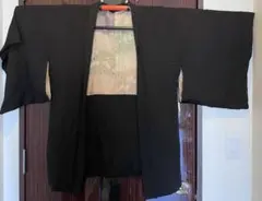 黒地に茶の水玉 羽織 アンティーク 黒羽織 大正モダン 式典 入学式 卒業