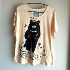 スカラー　クマイラスト 半袖Tシャツ ベージュ