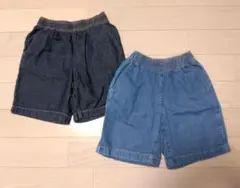 ほぼ新品2枚セット　GU/ジーユー　デニムシェフショーツ　ハーフパンツ　140