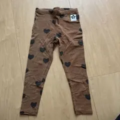 Minirodini ハート柄パンツ 2-3Y ブラウン