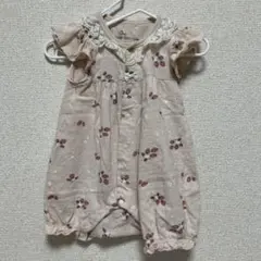バースデイ オーガニックコットン フラワープリントロンパース 60-70