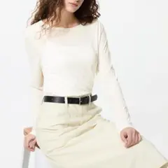 美品　ユニクロ　シアーT オフホワイト 長袖 Tシャツ　XL