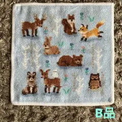ウィンターアニマルズ　B品　ペールブルー　ホワイト　タオルハンカチ　フェイラー