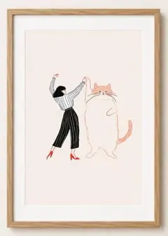 ＜巨大猫とダンスする女性＞ 現代アート