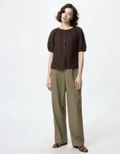 タックワイドパンツ/丈長め xs ユニクロ