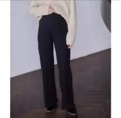 マタニティパンツ　赤ちゃん本舗　セルフチョキチョキリブパンツ　ブラック