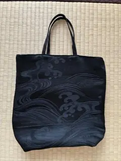 黒帯リメイクバッグ　弔事用　軽量　流水波文様のサムネイル