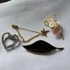 ブローチ　セット 4点　まとめ売り　天然素材