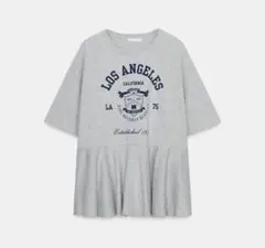 【新品タグ付き】ZARA ザラ フリルヘムバーシティTシャツ Sのサムネイル