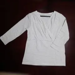 ストライプ柄 五分袖 Tシャツ Mサイズ