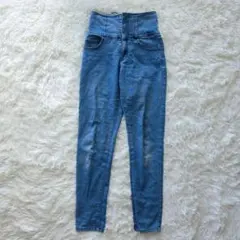 BROWNY　ブラウニー　デニム　スキニーパンツ　M　ハイウエスト　レースアップ