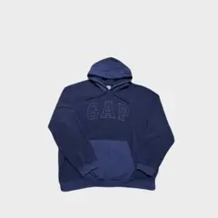 old GAP ナイロン フリース パーカー ネイビー ロゴ y2k 激レア
