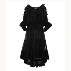 【新品タグ付き】アクシーズファム♡ レーシーティアードワンピース♡黒