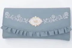 ✴︎axes femme✴︎ローズ刺繍フリル長財布ブルーのサムネイル