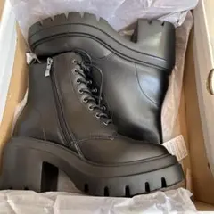 黒 合成皮革 ワークブーツ サイドファスナー付き