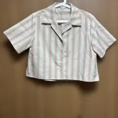 MOUSSY ストライプ 半袖シャツ ベージュ