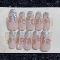 【030】 ワンホン マグネット フレンチ ピンク 韓国 ネイルチップ