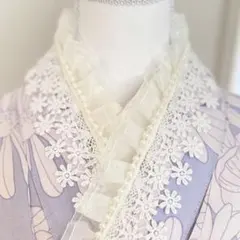 子ども用7歳　パール重ね襟レース半衿フリル伊達襟卒業式袴　浴衣着物　帯飾り七五三