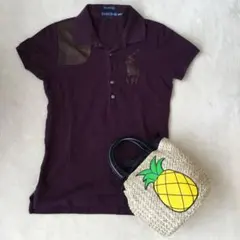 ラルフローレン　本革　パープル　カゴバッグ　プレゼント