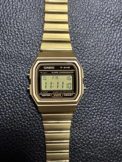 WEB限定 新品CASIO F-91WM-9AJH 新品ステンレスゴールドベルト