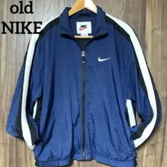 90s NIKE ナイキ ナイロンジャケット ビッグスウッシュ M ネイビー