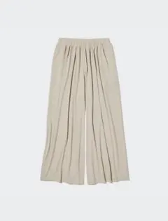 ユニクロ　ベージュ ギャザーワイドパンツ ゴムウエストXL