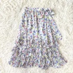 近年モデル　ラルフローレン　フラワー　ティアード　マキシ　ラップスカート