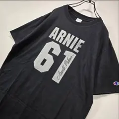 Champion　半袖　Tシャツ　L　ビッグプリント　ロゴ　ブラック　古着コーデ