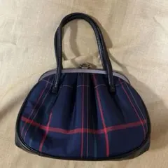 【美品】和装用バッグ ネイビーとレッドのチェック柄
